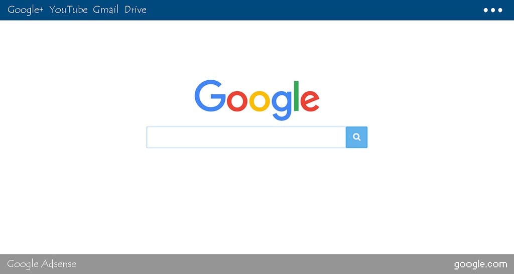 An image of Google's home page, including the Google Search Bar.