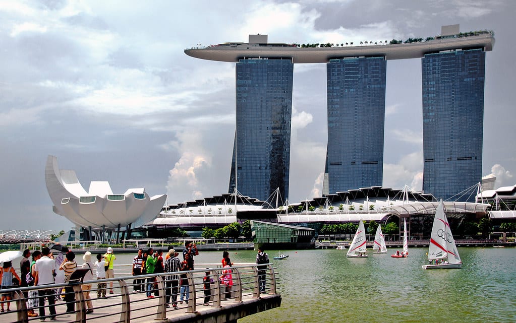 The iconic Marina Bay Sands building in downtown Singapore, home of the chatbots