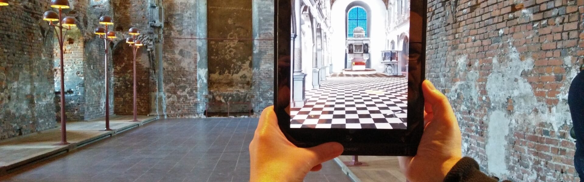 A Person Using an AR Application on a Tablet.
