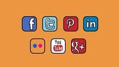 Graphic image containing some social media logos on which organic reach through unpaid content distribution can be published such as Facebook, Twitter, Pinterest, LinkedIn, Flickr, Youtube and Google Plus.