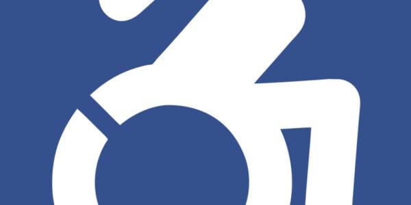Blue and White Wheelchair Icon
