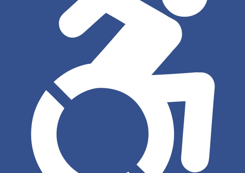Blue and White Wheelchair Icon