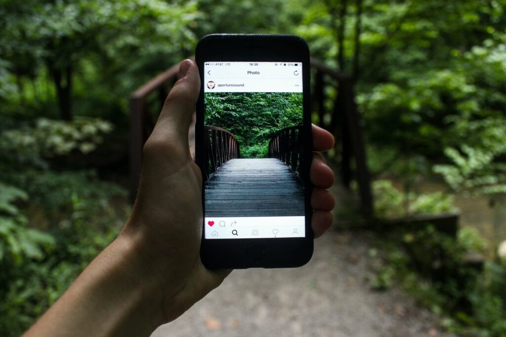 Someone sharing on Instagram a photo of the bridge in front of him