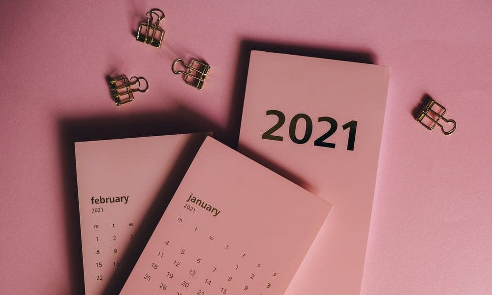 2021 calendar and bulldog clips