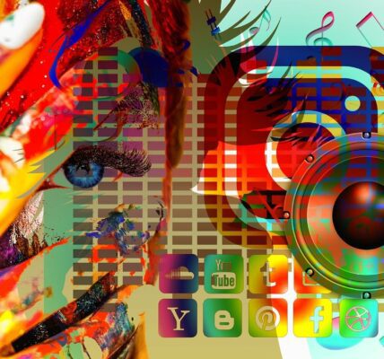 Abstract Collage of Social media platforms and a girl on her phone.